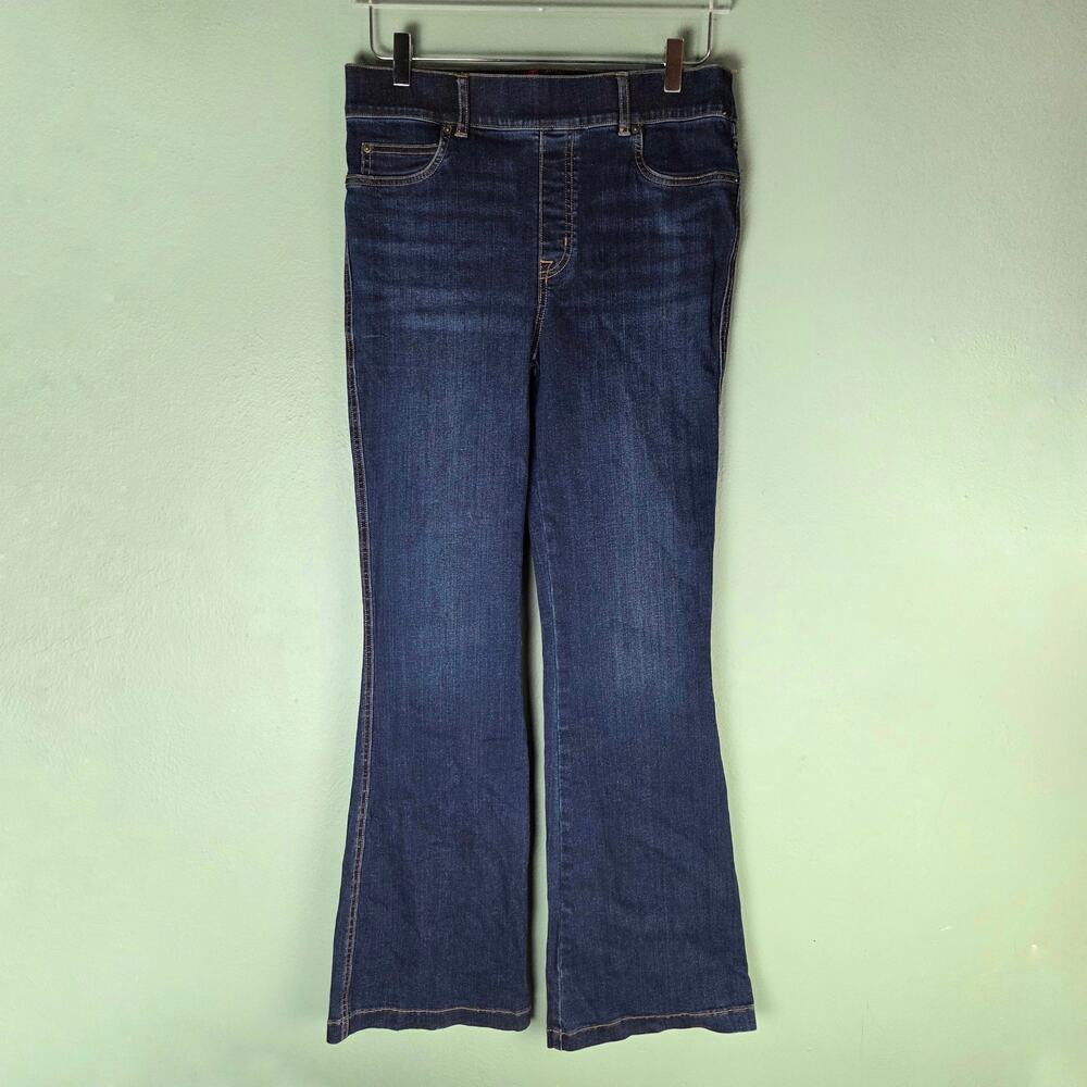 Spanx Womens Large High Rise Flare Jeans Pull On Midnight Shade 20327r Stretch